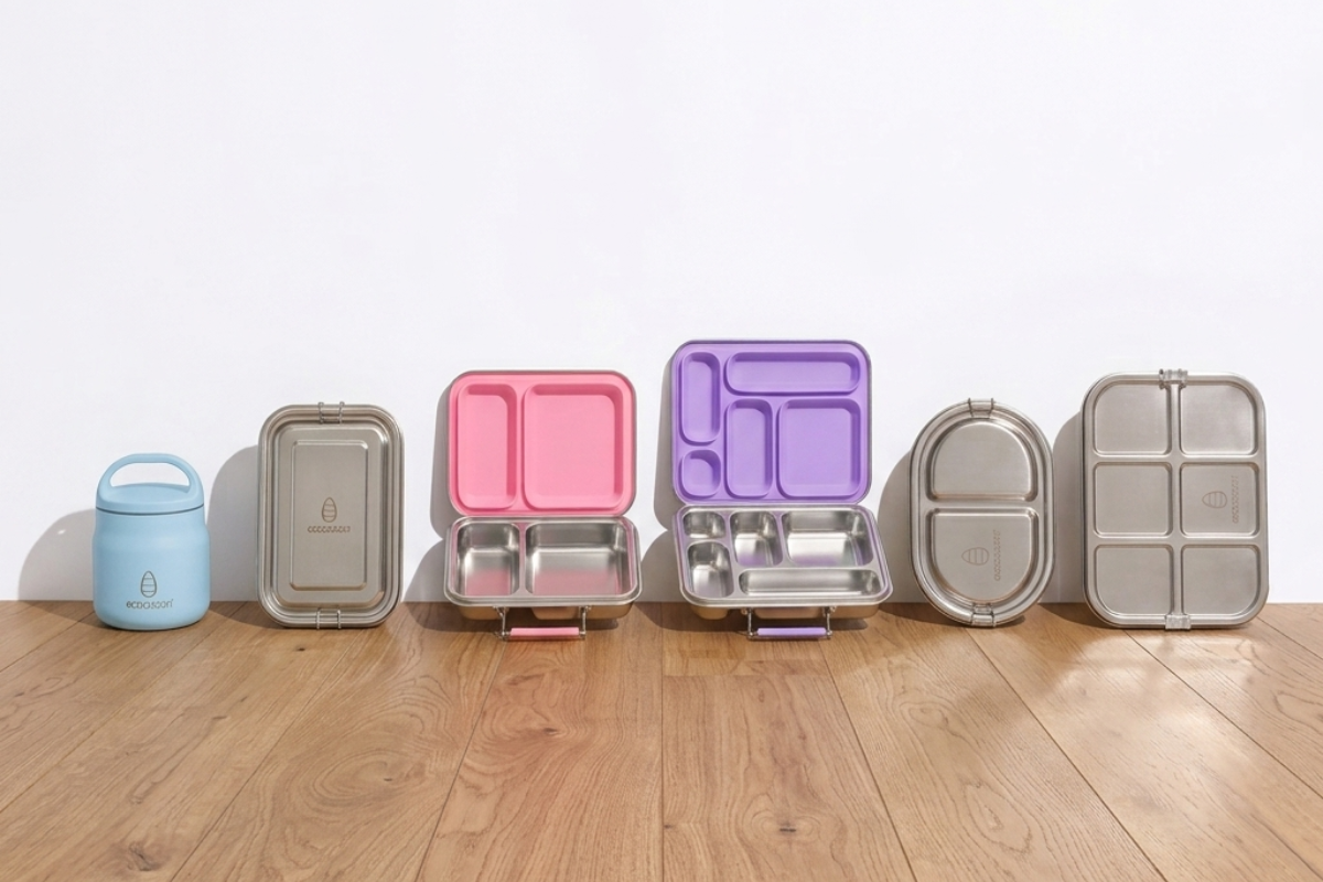 Stainless steel lunchboxes bento boxes and snack containers