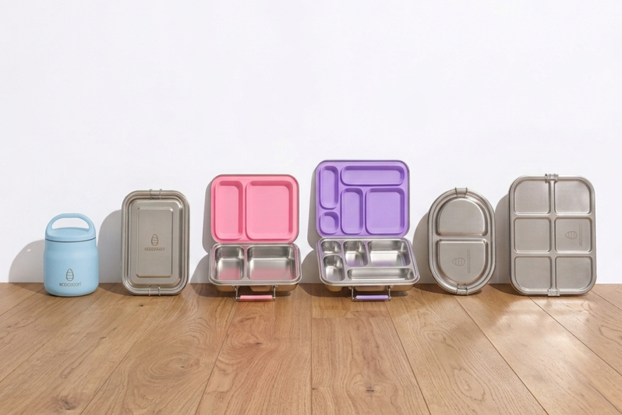 Stainless steel lunchboxes bento boxes and snack containers