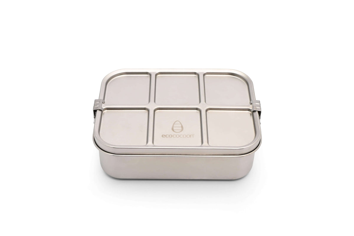 Closed stainless steel Classic Bento 3 lunchbox with its lid latched