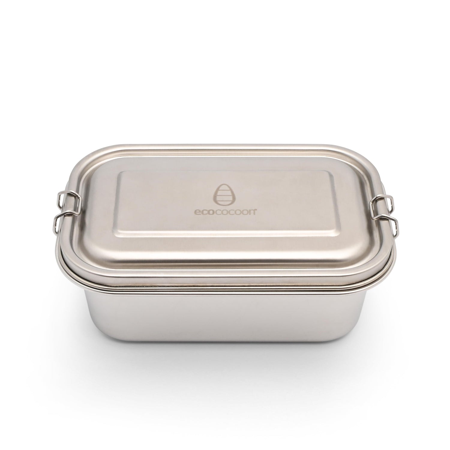 Stainless steel rectangular container with lid.