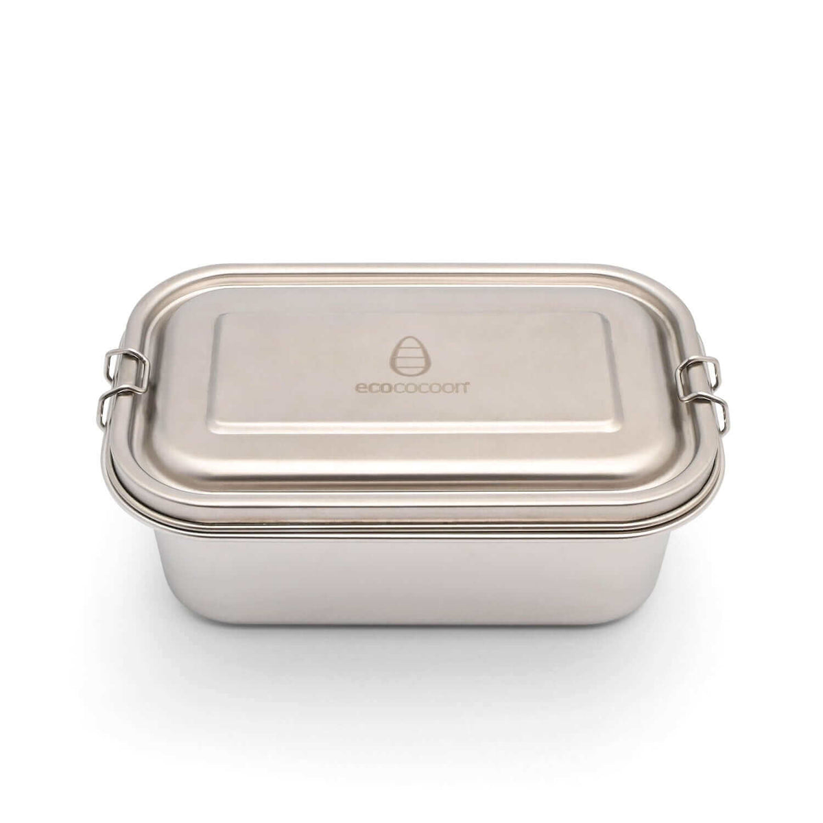 Stainless steel rectangular container with lid.