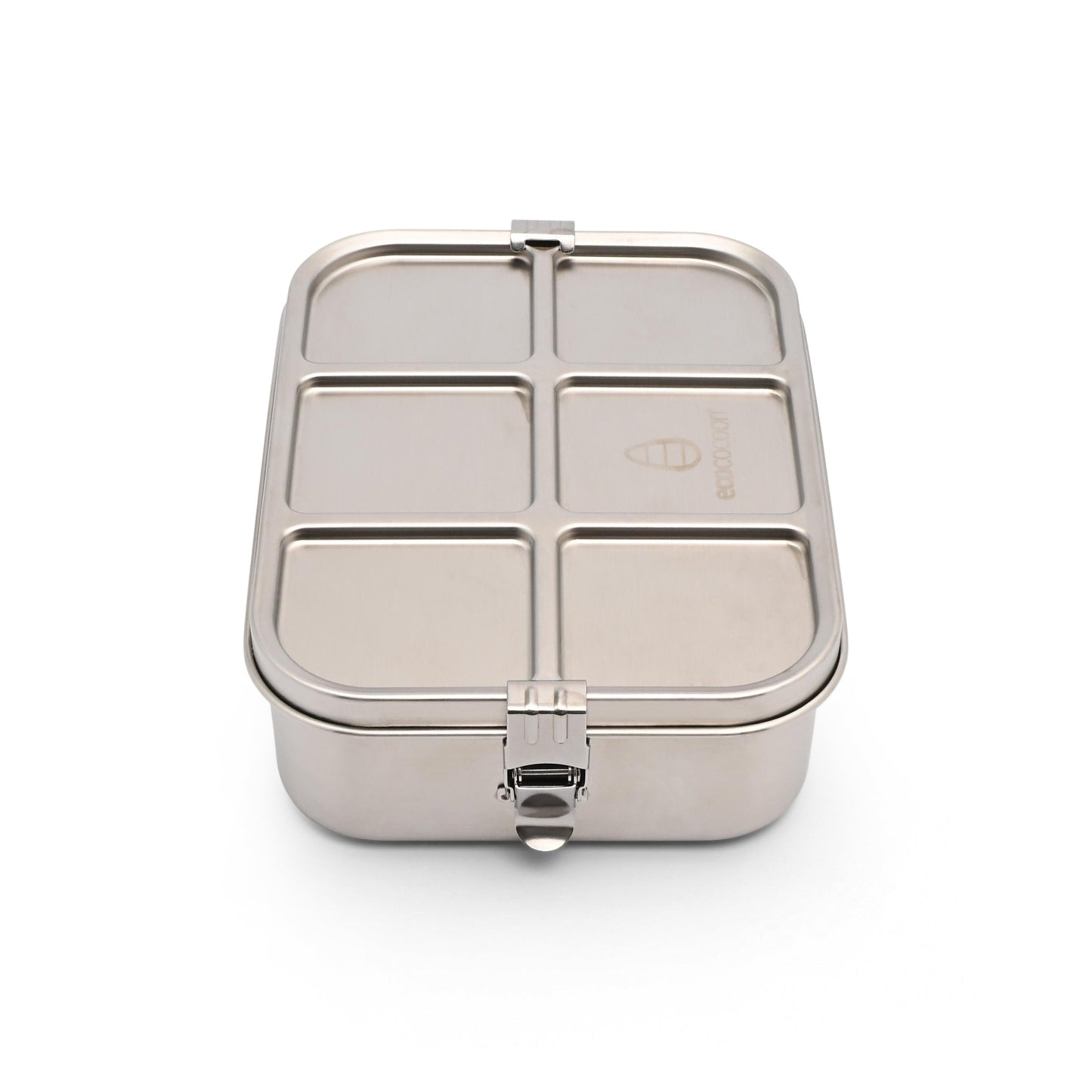 Silver bento box with multiple compartments 