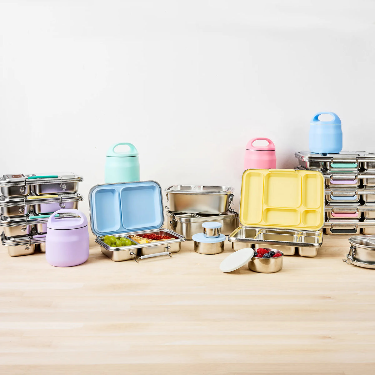colourful stainless steel lunchboxes