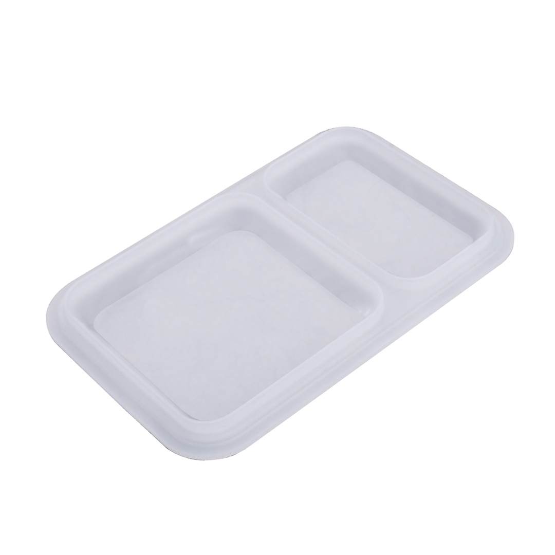 White replacement silicone seal for the two-compartment bento lid, shown on its own