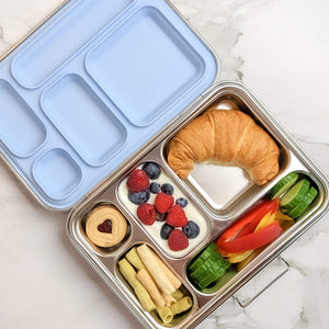 Kids bento lunch box with blue lid